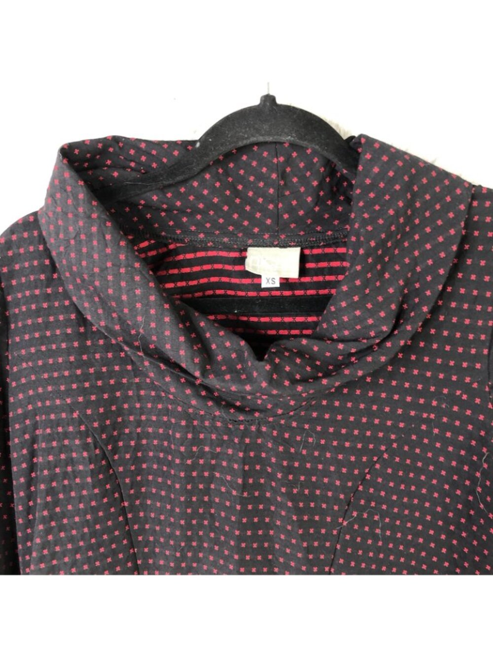 Niche Dress Womens XS Black Geometric Cowl Neck Sweater Shift Pockets 3/4 Sleeve - Picture 6 of 13